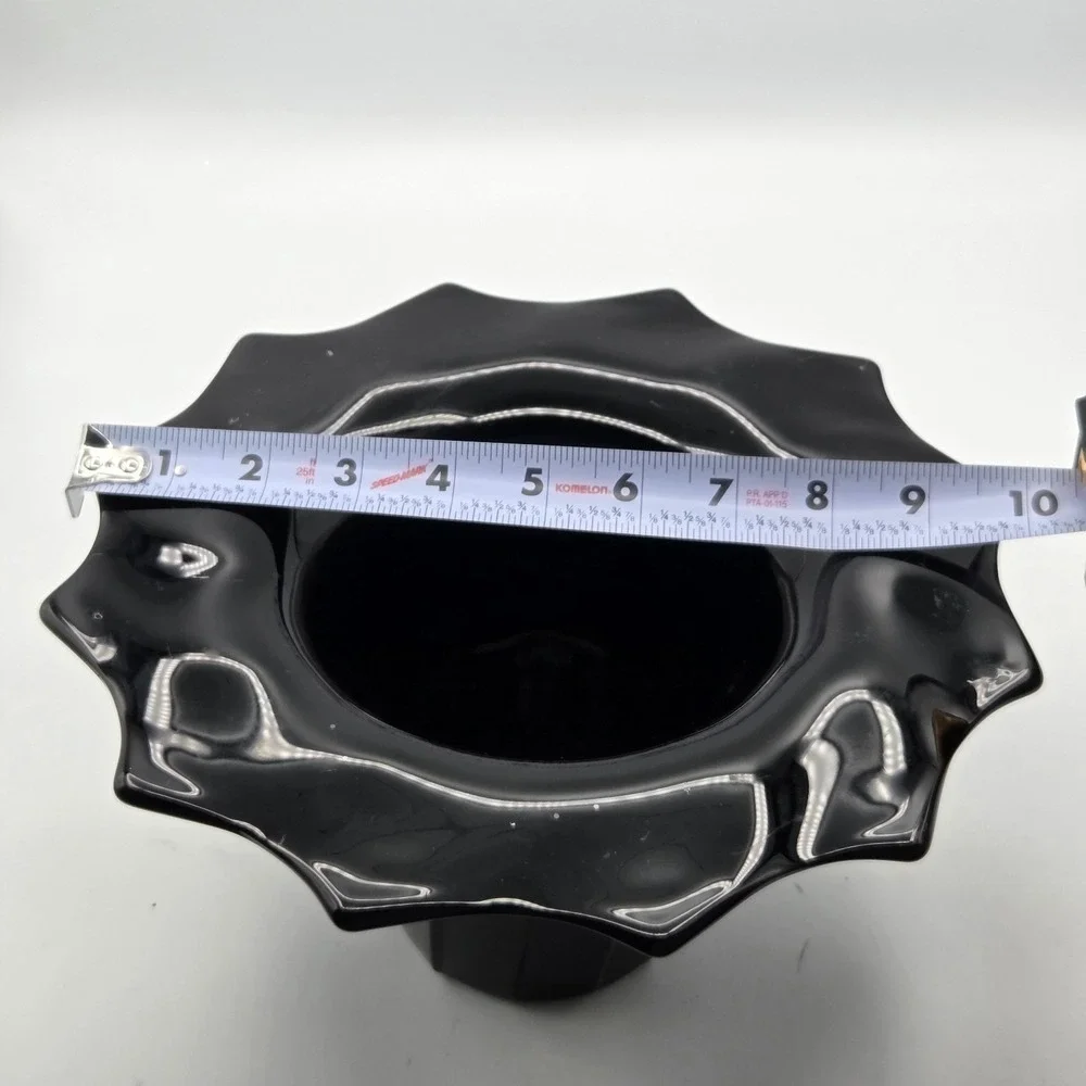 BLACK GLASS FLOWER‎ POT OR VASE CONTEMPORARY MODERN